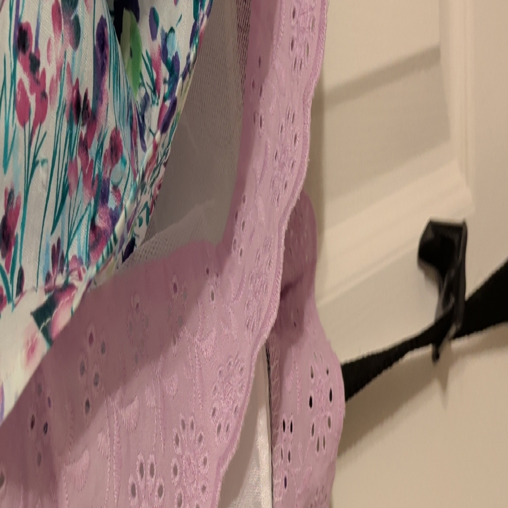 Easter 🐰🐣Blueberi Boulevard Floral Sleeveless Dress with Pink Satin Waist Bow - Picture 6 of 7